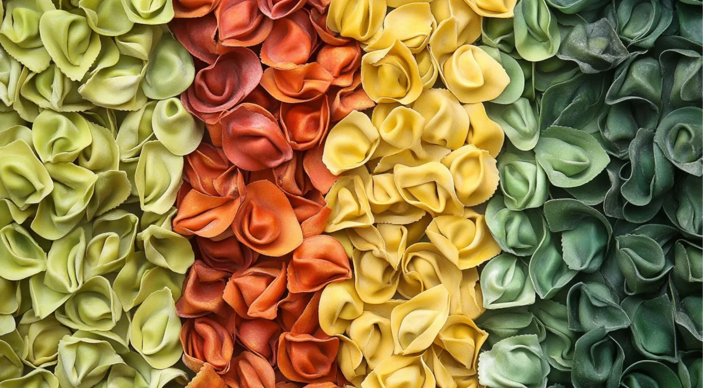 Nests of fresh golden egg tagliatelle ready to cook